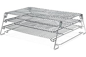 COMVIEE Jerky Racks for Barrel Style Pellet Grills, 21"W×17.2"L, 3 Tiered Foldable Sliding 830 in² Cooking Space Expansion Grate Accessory for Pit Boss, Traeger, Z Grill, Green Mountain and More Smoker Grills