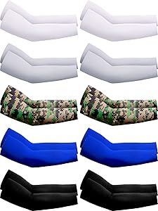 10 Pairs UV Protection Cooling Arm Sleeves Anti-Slip Ice Silk Arm Cover for Men (Color Set 1)