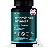 Potent Lumbrokinase Supplement 40mg/Serving (Max Activity - 800,000 Units) - Lumbrokinase Enzymes Capsules for Energy Support, Digestion, Detox, Cognition & Gut Health - Similar to Nattokinase