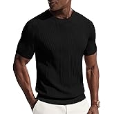PJ PAUL JONES Mens T-Shirts Knit Tee Shirt Textured Crewneck Tee Short Sleeves T Shirt