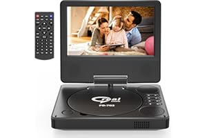 PJGCWB 9.5" Portable DVD Player for Kids and Car, 7.5" Swivel HD Screen with 4-6 Hours Built-in Battery, Support Sync Screen to TV, Support SD Card/USB/Multiple Disc Formats (Black)