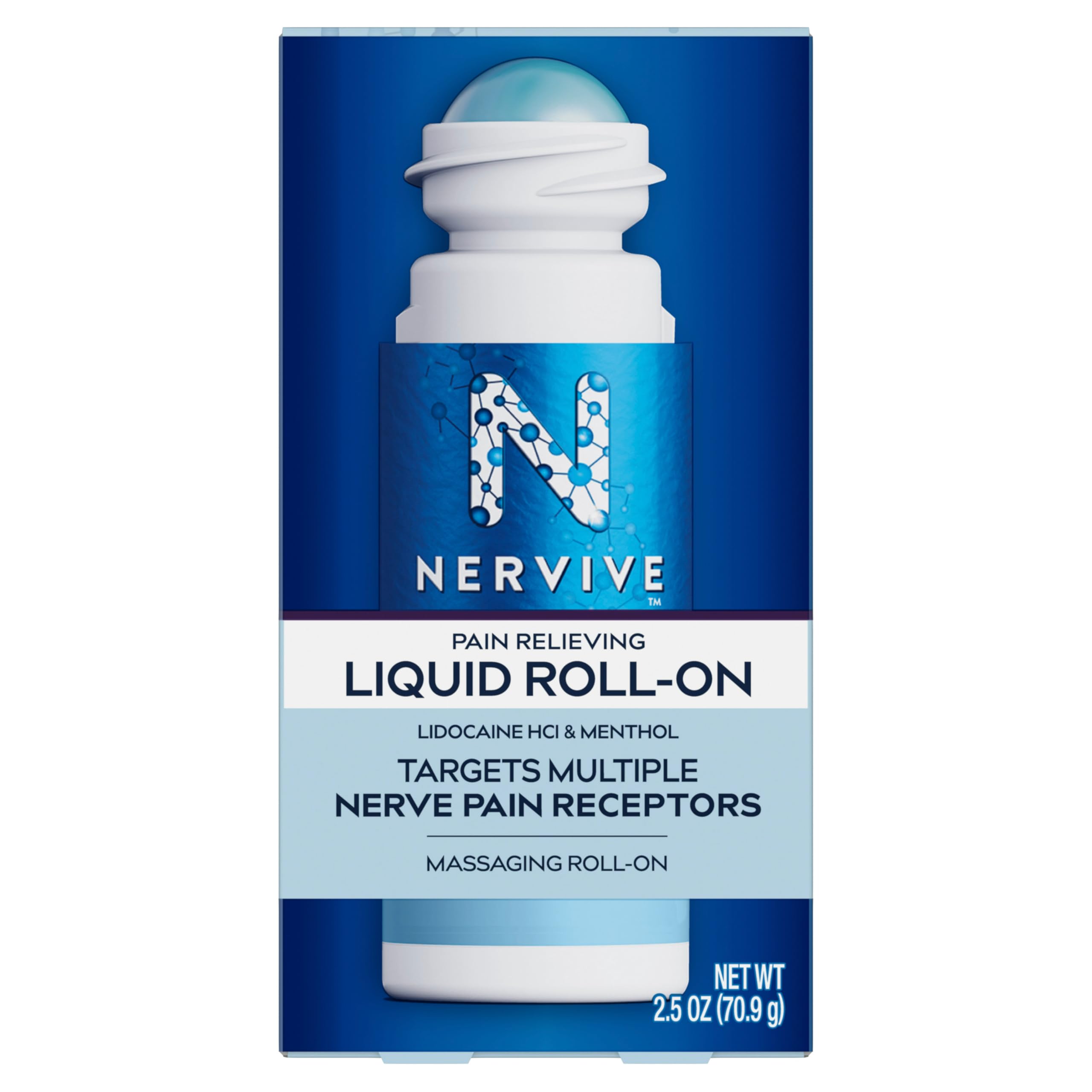 Nervive Pain Relieving Roll On, Lidocaine Roll On, Nervive Pain Relief, Lidocaine Topical, Foot Pain, Leg Pain, Hand Pain, Max Strength Formula, 2.5oz