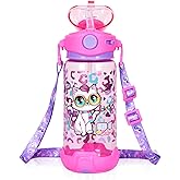 YOYTOO Kids Water Bottle with Straw/Lanyard for School Kids Girls Boys, 22oz BPA Free Child Drinking Water Bottle One-Click-Open Leak-Proof Locking Flip Lid for School Sport Travel