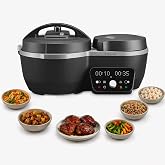Instant Pot Dual Action 8-in-1 Multi-Cooker, Serve Together Timer, Black | Cooks mains and sides together in separate 4 Qt and 2 Qt pots, with fast cooking and a PFAS-free pot.