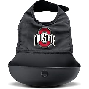 Smilo Ohio State Black Silicone Bib with Crumb Catcher