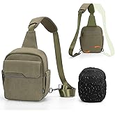 Cwatcun Camera Sling Bag Compact Small Camera Case, Waterproof Canvas Crossbody Camera Bag with Rain Cover, Travel Photography Bag for Canon Nikon Sony Fuji DSLR/SLR/Mirrorless Cameras, Lens, Green