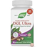 Nature's Way Extra Strength (1) DGL Ultra - DGL Chewable Tablets for Digestive Support* - Deglycyrrhizinated Licorice GutGard Extract - 75mg per Serving - Chocolate Flavored - 90 Count (90 Servings)