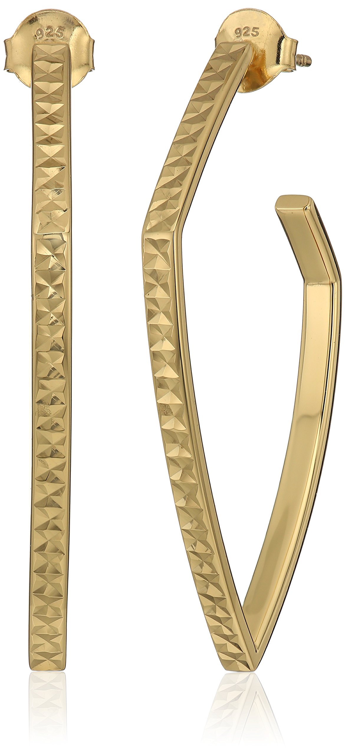 Argento Vivo Gold Textured Diamond Shape Hoop Earrings