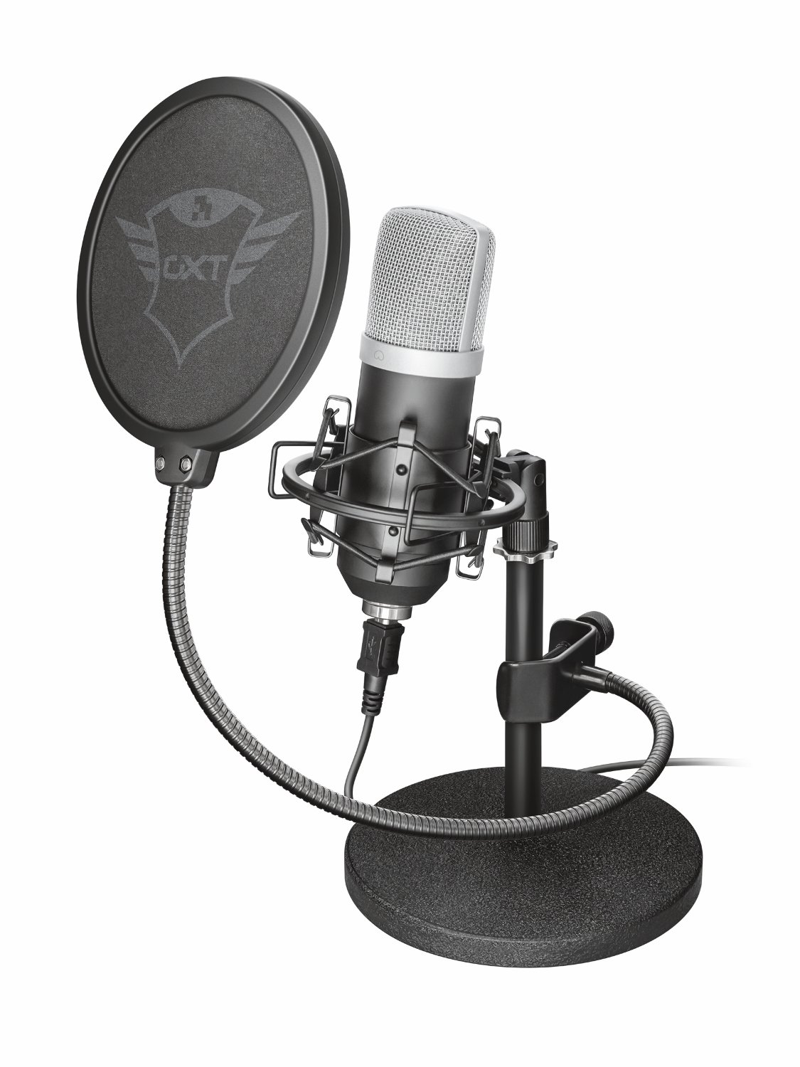 Trust Gaming GXT 252 Emita Studio Microphone with Stand and Flightcase, Cardioid USB Microphone for PC, PS4, PS5, Laptop, Streaming, Recording, ASMR, Podcast, Youtube, Twitch - Black
