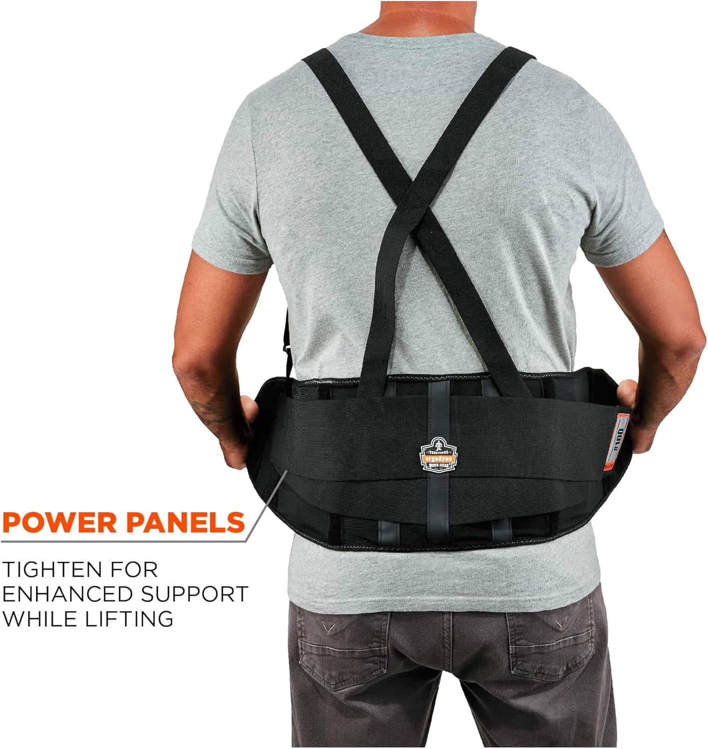 Ergodyne ProFlex 100 Back Support Brace, 8" Spandex Belt, Adjustable, Removeable Straps (RA5762), Black, XL - Back Support Belts - 