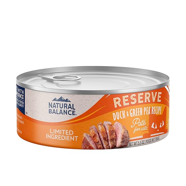 NATURAL BALANCE LIMITED INGREDIENT ADULT GRAIN-FREE WET CANNED CAT FOOD, DUCK & GREEN PEA RECIPE, 5.5 OUNCE (PACK OF 24)