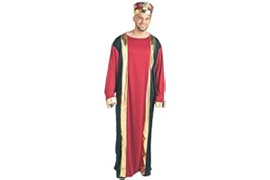 Fun Express King Costume for Men - Biblical King Robe & Crown Set for Nativity, Christmas Plays | Adult Bible Character Costume with Royal Red Design & Gold Trim | Church Theater Performance Outfit