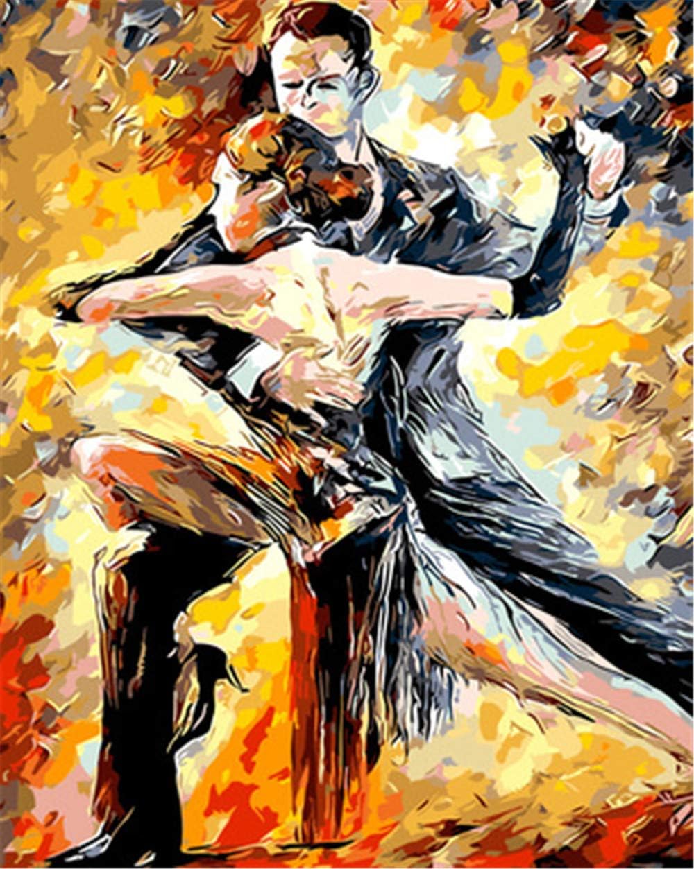 DIY Oil Paint by Number Kit for Adults Beginner 16x20 Inch - Colorful Tango Dancers,Drawing with Brushes Living Room Decor Decorations Gifts (Framed)