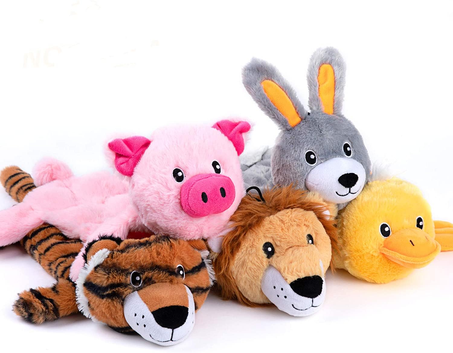 Nocciola 5 Pack No Stuffing Squeaky Dog Toys With Double Layer Reinforced Fabric, Durable Plush Toys for Small Medium Large Dogs, Pink Pig Toy