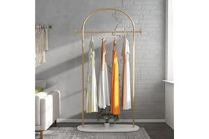 TIEOU Metal Gold Coat Rack, Freestanding Entryway Stand, Hat Coat Hanger, Small Clothing Rack, Modern