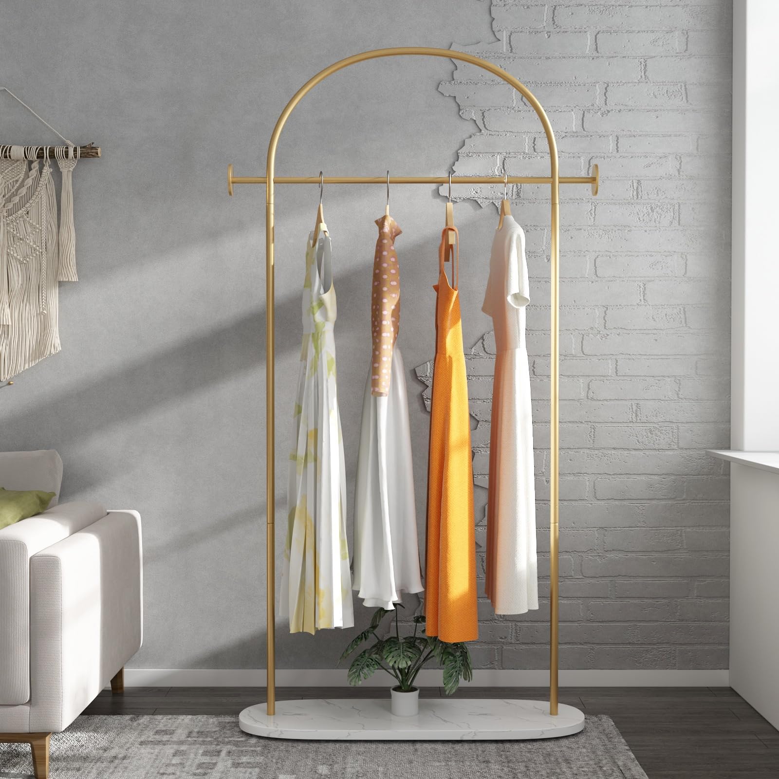 Metal Gold Rack TIEOU Metal Gold Coat Rack, Freestanding Entryway Stand, Hat Coat ...