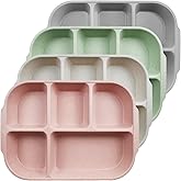 greenandlife 10.8 Inch 4PCS Divided Plates for Kids Adults, Portion Control Plates, Dishwasher & Microwave Safe Compartment Plate, Unbreakable Lightweight Reusable Wheat Straw Plates, INS