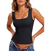 YUCOLEN Womens Tank Top Double Lined Sleeveless Tops Square Neck Camisole Slim Fit Basic Tee Summer Crop Shirt 2026