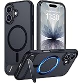 Temdan Designed for iPhone 17 Case, [Built-in Invisible Kickstand][Compatible with MagSafe][Military Grade Shockproof] Slim Translucent Matte Phone Case for iPhone 17 6.3 inch (Black)