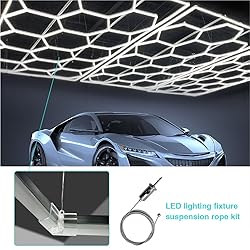 12 Sets Hexagon Garage Lights Suspension Cables Kit