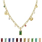 Sundurich Gold Necklace for Women Dainty 14K Gold Plated Birthstone Necklace Green Blue Pendant Charm Necklaces Birthday Gifts Waterproof Jewelry
