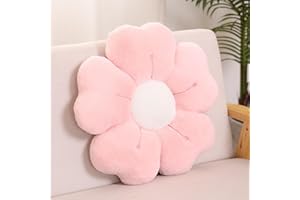 ZCNYCLAM Flower Shaped Pillow, Cute Decorative Throw Pillow with Soft Artificial Rabbit Fur for Couch Bed Chair Floor, Flower Pillows Seating Cushions with Room Décor for Bedroom Living Room (13.7" Light Pink)