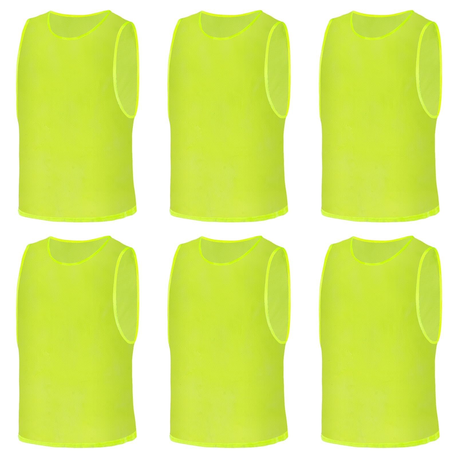 AUYAO 6Pcs Adult Team Training Vest, Breathable Mesh Scrimmage Sleeveless Training Pinnies Training Bibs, Quick-Dry Multi-Sports Bibs Sports Practice Vests for Soccer Basketball Practice