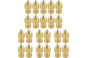 Aokin 22 Pcs MK8 Extruder Nozzles 3D Printer Nozzles 0.2mm 0.3mm 0.4mm 0.5mm 0.6mm 0.8mm 1.0mm for Creality Ender 3/3 Pro/3 V2, Ender 5/5 Pro, CR-10/10S, Makerbot, Anet A8 3D Printer