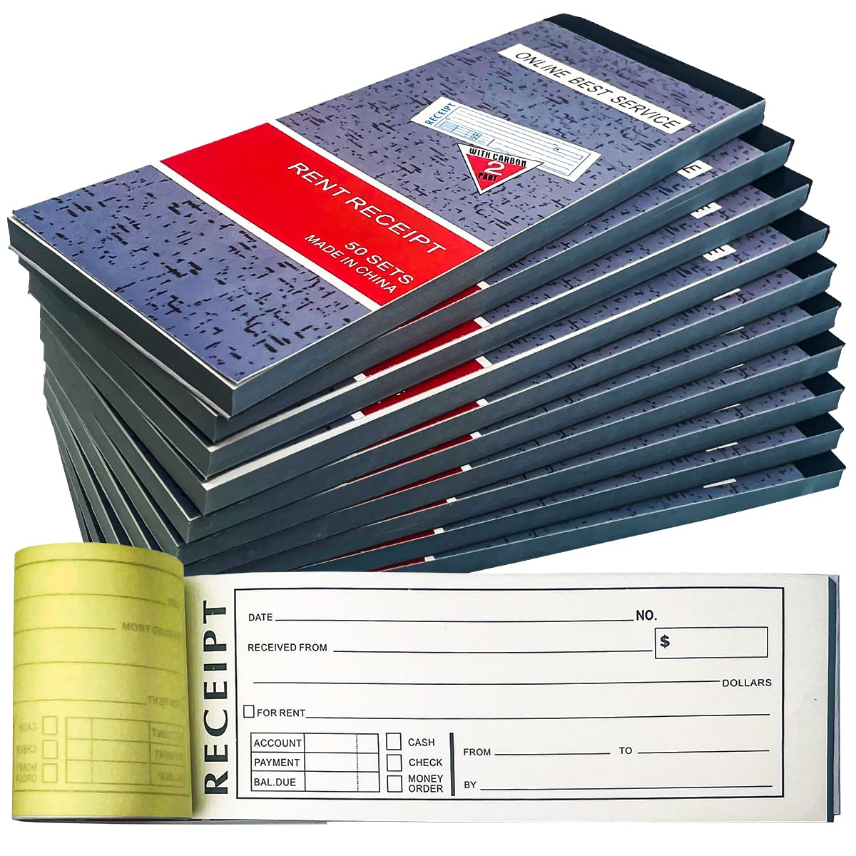 Photo 1 of 20 Pack Rent Receipt Book with Carbon Copy Duplicate 2 Parts 50 Sets Size: 8" X 2.75"