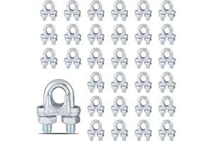 HIGH-PQ 30PCS M5 Heavy Duty Wire Rope Clamps, 3/16-Inch Zinc Plated Wire Cable Clamps for Secure Connections – Boat, Tent, Clothesline, Rigging & More