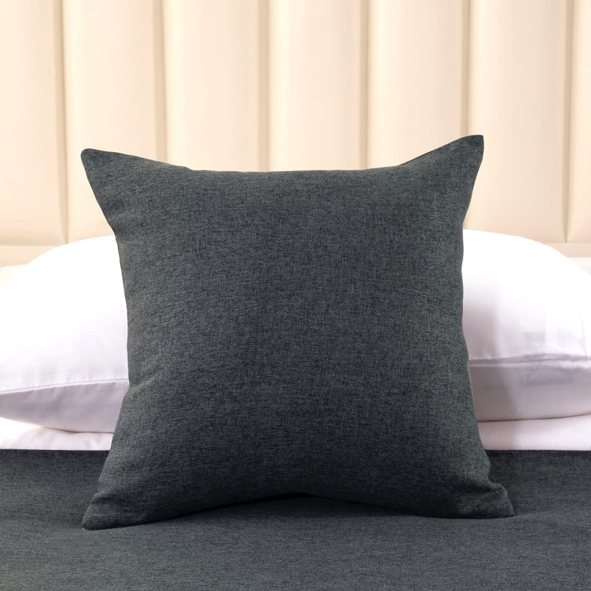 AMBERIS 2 Pillowcases (45×45cm)(Without Insert) Dark Grey, Soft No Fading Modern 2 Pillowcases (Without Insert)