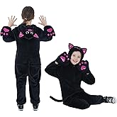 Lingway Toys Unisex Kids'Flannel Animal Onesie Costumes for Halloween:Cheetah,Black Cat,Tiger,Blue Monster