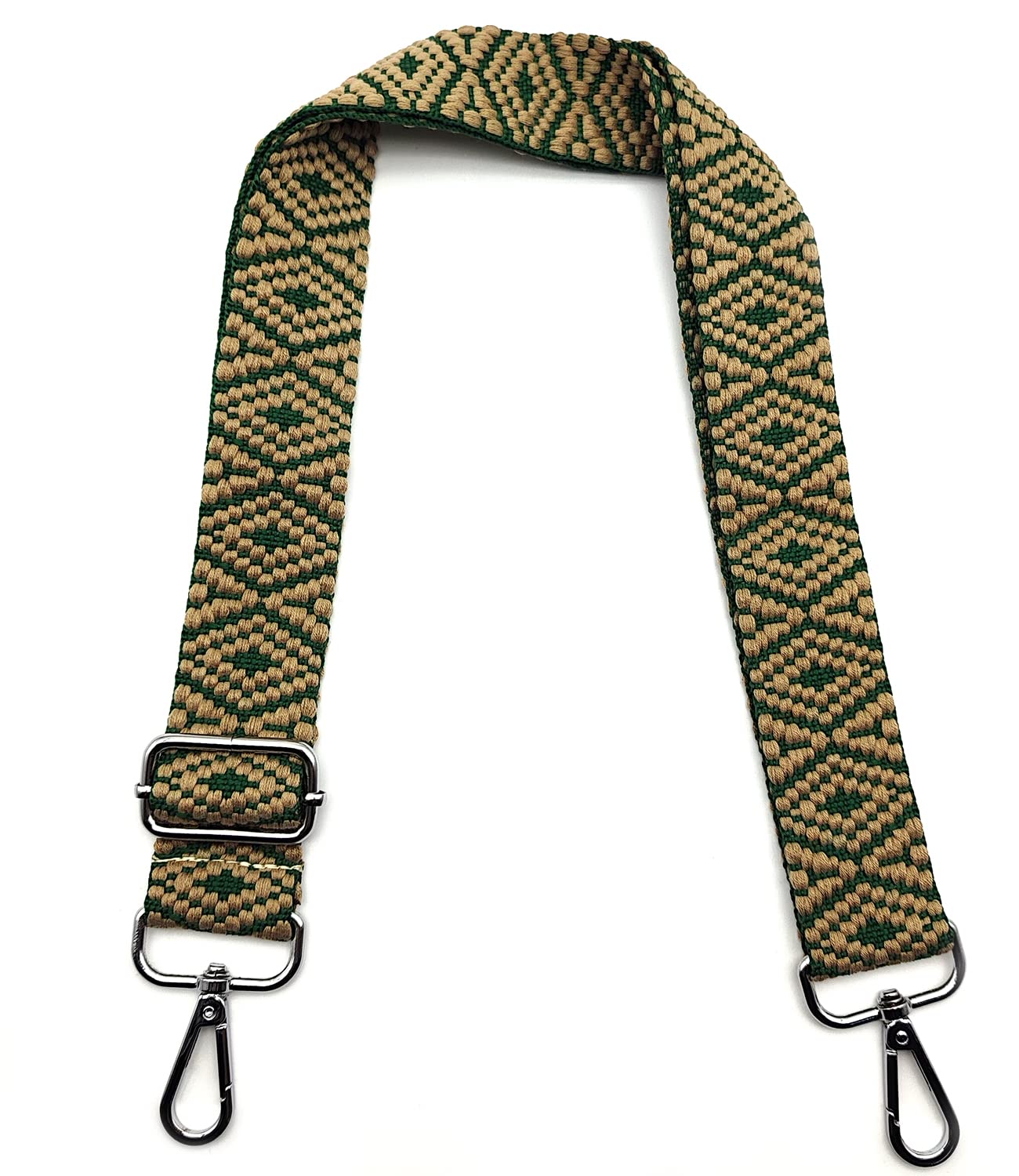 Bag Strap, Bag Straps for Changeing, Adjustable Shoulder Strap for Bags, Dark Green with Silver Carabiner, Shoulder Strap Width 3.8 cm for Women's Bags DIY, #6