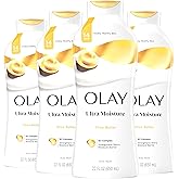 Olay Body Wash for Women, Ultra Moisture, 24hr Moisturizing, Hydrating & Refreshing, B3 Vitamin Complex, Free of Parabens & Phthalates, for All Skin Types, Shea Butter Scent, 22 fl oz (Pack of 4)
