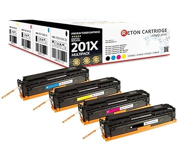 4 Original Reton Toner, kompatibel zu CF400X CF401X CF402X CF403X 201X für HP Color Laserjet Pro 200 M252n, M252dw, MFP M277d