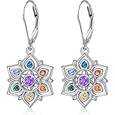 925 Sterling Silver Dangle Earrings 7 Chakras Lotus/Star of David/Pumpkin Witch Ghost Earrings Jewelry Birthday Christmas Gift for Women