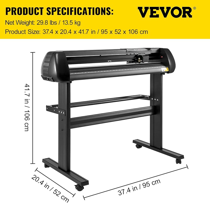 Schneideplotter, Plottermaschine Max. 720 mm Papiervorschub, Vinyl Schneideplotter, Folienplotter, Vinyl Schneideplotter Maschine, Schnittgenauigkeit 0,01 mm, Hobby Plotter, 3 Klingen Inkl.