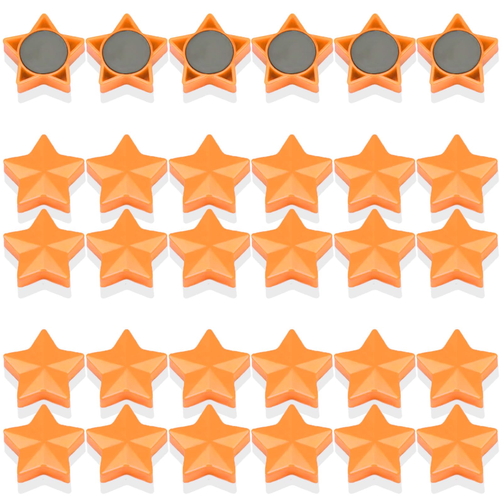 PYJLBX 30Pcs Fridge Magnets – Strong Mini Magnets for Whiteboard, Notice Board, Crafts – Heavy Duty Small Cute Magnets for Adults, Kitchen, Office, Home – Decorative Magnet Magnetic Dots (Star,Orange)