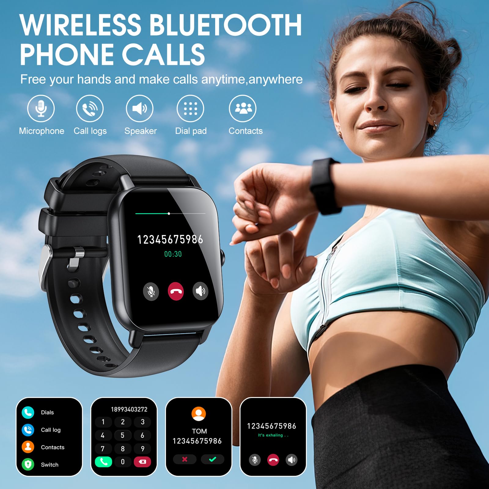 Ddidbi Smart Fitness Watch for Men Women(Answer/Make Calls), 1.85
