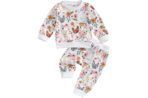 Kaipiclos Baby Girl Fall Winter Clothes Toddler Sweatsuit Outfit Floral Print Sweatshirt Long Sleeve Shirt Top Pants Clothing
