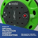 Desiretech 4 Socket Extension Lead 5m Heavy Duty Cable Reel 13A CE UKCA view 4