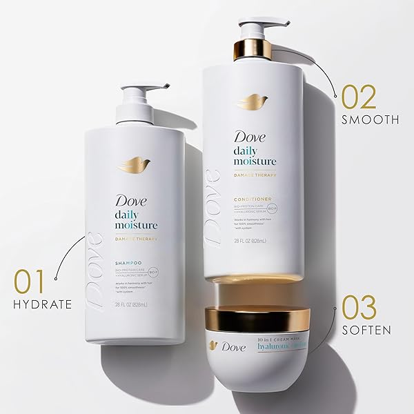 DOVE CONDITIONER DAILY MOISTURE FOR DRY HAIR WITH BIO-PROTEIN CARE TECHNOLOGY AND HYALURONIC SERUM 28 FL OZ