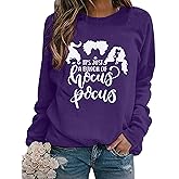 Hocus Pocus Sweatshirt For Women Halloween Sweatshirt Funny Sanderson Sisters Long Sleeve Pullovers Sweatshirts Tee Tops
