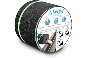 NWGW Glow in Dark Anti Slip Tape, 4" x35FT Heavy Duty Waterproof Safety Grip Tape for Stairs, Pool, Bathroom - Black & Glow Stripe Indoor/Outdoor Multi-Purpose Traction Tape