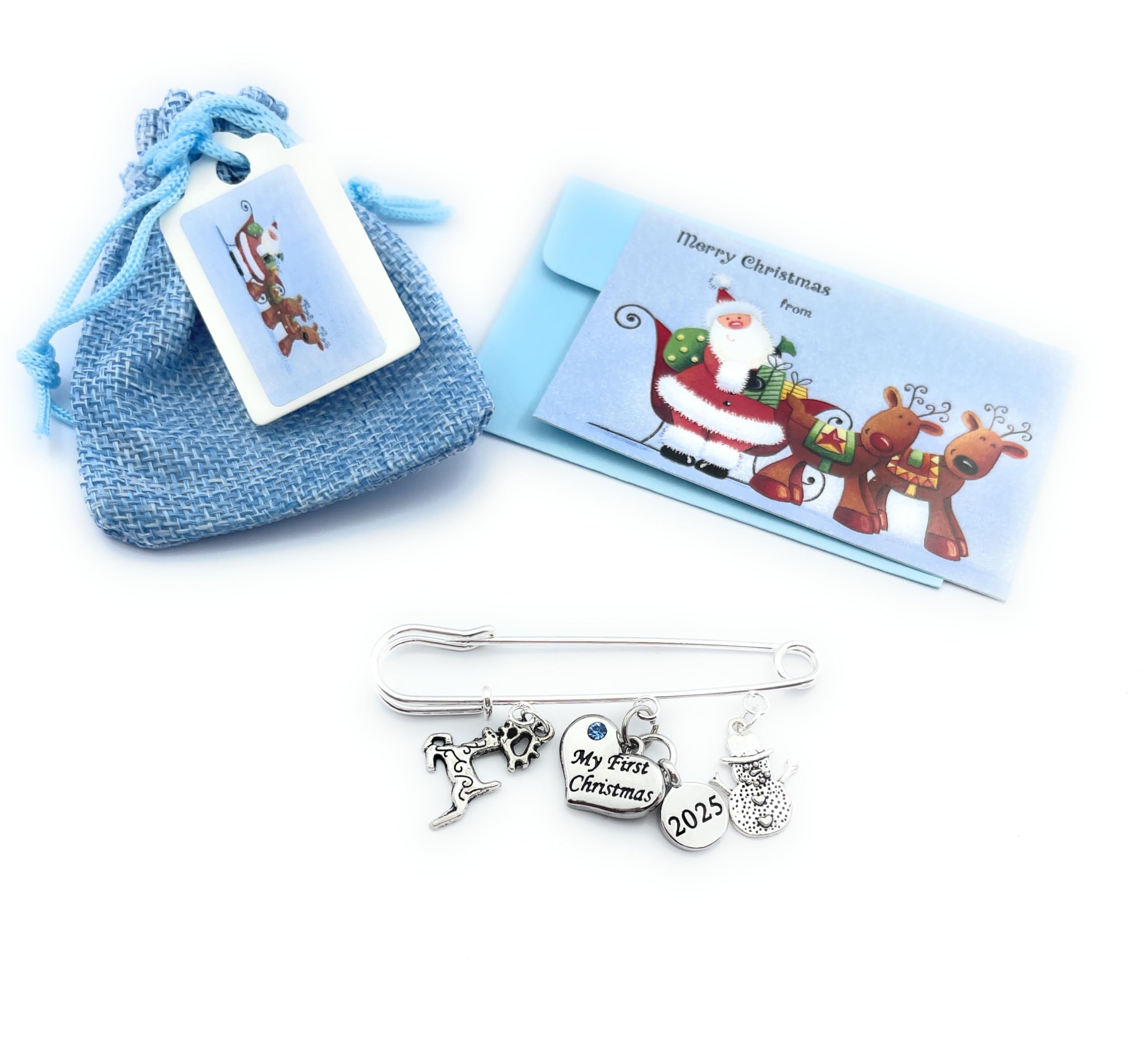 Baby Boy My First Christmas 2025 Keepsake Charms with Gift Bag and Gift Card
