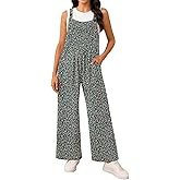 NILOUFO Women Wide Leg Bib Overalls Casual Loose Jumpsuits Sleeveless Adjustable Strap Rompers with Pockets