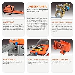PROYAMA 58CC 2-Cycle Gas Powered Chainsaw, 16-Inch