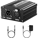 Neewer 1-Channel 48V Phantom Power Supply with Adapter, BONUS+XLR 3 Pin Microphone Cable for Any Condenser Microphone Music R