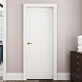 JUBEST 30"x80" 1-Panel Prefinished Laminate Waterproof White Door Slab | Lightweight Hollow Core, NOT Pre-drilled, Boring Required, NO Hardware and Hinges, Interior Door for Pantry, Laundry, Closet