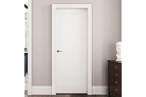 JUBEST 30"x80" 1-Panel Prefinished Laminate White Hollow Core Door Slab, Pre-Assembled Waterproof Shaker Style Interior Door for Pantry, Closet as Prehung, Bypass, Pocket Door, NOT Included Hardware